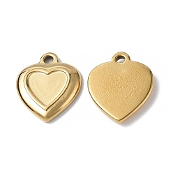 Real 18K Gold Plated Ion Plating(IP) 304 Stainless Steel Pendants, Heart Charm, Real 18K Gold Plated, 18.5x15.5x2.5mm, Hole: 1.8mm
