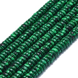 Malachite Synthetic Malachite Beads Strands, Disc, 6x1~3mm, Hole: 0.8mm, about 151pcs/strand, 15.35''(39cm)