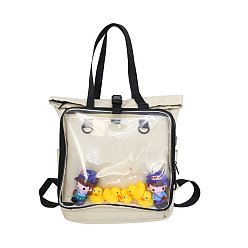Cornsilk Cloth  Backpacks, with Clear Window, for Student Woman Girls, Also as Handbags, Cornsilk, 30x10x42cm