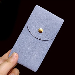 Acero Azul Claro Bolsa de almacenamiento de reloj de terciopelo rectangular, caja de reloj portátil color morandi, paquete individual de bolsa de joyería de terciopelo, azul acero claro, 13x7 cm