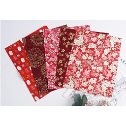 Rouge Tissu artisanal en coton, lot rectangle patchwork peluches différents modèles, pour bricolage couture quilting scrapbooking, avec motif de style zéphyr japonais, rouge, 25x20 cm, 5 pièces / kit