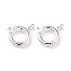 925 Sterling Silver Plated Eco-friendly Brass Spring Ring Clasps, Cadmium Free & Lead Free, Long-Lasting Plated, 925 Sterling Silver Plated, 11.4x9x2mm, Hole: 1.5mm, Inner Diameter: 5mm