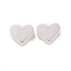 925 Sterling Silver Plated Rack Plating Eco-friendly Brass Beads, Lead Free & Cadmium Free, Long-Lasting Plated, Heart, 925 Sterling Silver Plated, 6x7x3mm, Hole: 1mm