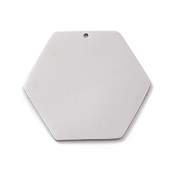 Stainless Steel Color 304 Stainless Steel Pendants, Manual Polishing, Stamping Blank Tag, Laser Cut, Hexagon, Stainless Steel Color, 29x26x0.8mm, Hole: 0.8mm
