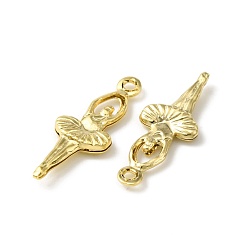 Real 24K Gold Plated Brass Pendants, Cadmium Free & Lead Free, Ballet Charm, Real 24K Gold Plated, 18.5x7x1.7mm, Hole: 1.2mm