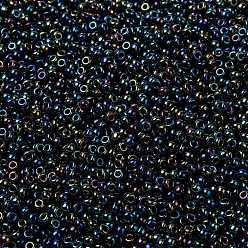 (RR455) Металлический Пестрый Синий Ирис Миюки круглые бусины рокайль, японский бисер, (rr 455) металлический пестрый синий ирис, 8/0, 3 мм, отверстие : 1 мм, Около 2111~2277 шт / 50 г