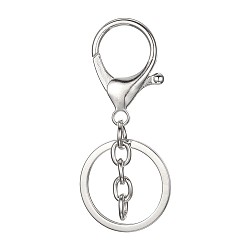 Platinum Alloy Key Clasps, with Iron  Rings and Iron Chains, Platinum, 67.5mm