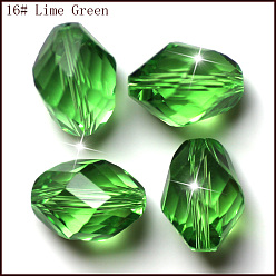 Зеленый лайм Имитация Австрийские кристаллические шарики, класс AAA, граненые, двухконусные, зеленый лайм, 10x13 мм, отверстие : 0.9~1 мм