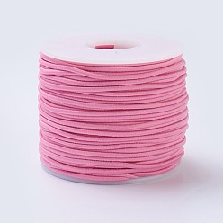 Pearl Pink Elastic Cord, Polyester Outside and Latex Core, Pearl Pink, 2mm, about 50m/roll, 1roll/box