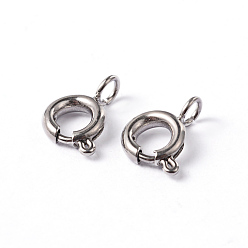 Stainless Steel Color 304 Stainless Steel Smooth Surface Spring Ring Clasps, Stainless Steel Color, 9x6x1.8mm, Hole: 1.5mm