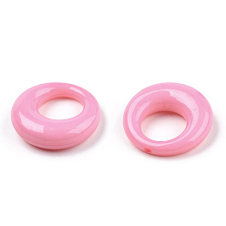 Perlas de Color Rosa Colgantes de acrílico opacos, anillo, rosa perla, 25x7.5 mm, agujero: 12.5 mm, Sobre 260 unidades / 500 g