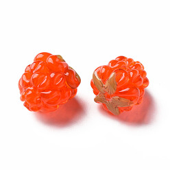 Orange Red Handmade Lampwork Beads, Raspberry, Orange Red, 15~16x13~14mm