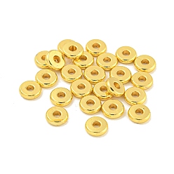 Настоящее золото 18K Spacer бисер латунные, долговечный, Плоский круглый / диск, Heishi бусы, реальный 18 k позолоченный, 6x1.5 мм, отверстие : 1.8 мм