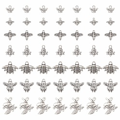Plata Antigua 49 piezas 7 juegos de colgantes de aleación de estilo tibetano, sin plomo y cadmio, encantos de abejas, plata antigua, 10~21x11~17x1.5~4 mm, agujero: 1.2~2 mm, 7 piezas / estilo