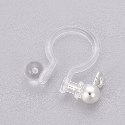 Silver Transparent U Type Painless Prevent Allergy Resin Ear Clip, with Stainless Steel Findings, Silver Color Plated, 11x11.5x3mm, Hole: 1.4mm
