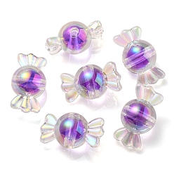 Orchidéeée Moyen Placage uv perles acryliques irisées arc-en-ciel, perle bicolore en perle, candy, moyen orchidée, 15.5x29x15mm, Trou: 3mm