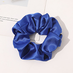 Bleu Foncé Accessoires de cheveux élastiques en satin, pour les filles ou les femmes, chouchou / élastiques à cheveux chouchous, bleu foncé, 120mm