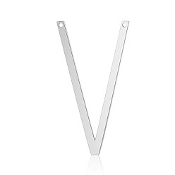 Letter V 201 Stainless Steel Links connectors, Letter, Stainless Steel Color, Letter.V, 37x20x1mm, Hole: 1mm