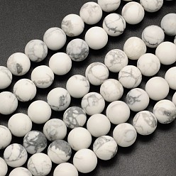 Howlite Frosted Round Howlite Beads Strands, 6mm, Hole: 1mm, about 65pcs/strand, 15.3 inch
