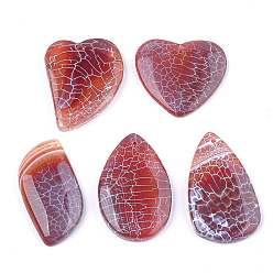 Fire Agate Natural Fire Agate Pendants, Dyed, Mixed Shape, 36.5~51.5x25~39x6~7mm, Hole: 1.2mm