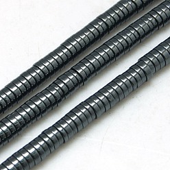 Black Plated Non-magnetic Synthetic Hematite Beads Strands, Heishi Beads, Disc/Flat Round, Black Plated, 4x1mm, Hole: 1mm, 15.7 inch