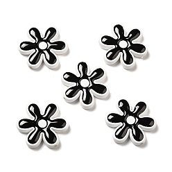 Noir Perles acryliques opaques, avec l'émail, flocon de neige, noir, 25x22.5x4.5mm, Trou: 1.6mm