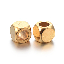 Oro 201 bolas de acero inoxidable, plaza, dorado, 3x3x3 mm, agujero: 1.6 mm