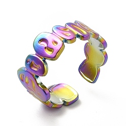 Rainbow Color Chapado de iones (ip) 304 anillo de puño abierto de geometría de acero inoxidable para mujer, color del arco iris, tamaño de EE. UU. 6 1/2 (16.9 mm)