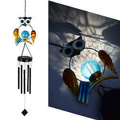 Owl Iron Wind Chime with Solar Lights, for Garden Decorations, Owl, 200x100mm