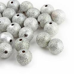 Silver Spray Painted Acrylic Beads, Matte Style, Round, Silver, 6mm, Hole: 1.5mm, about 4700pcs/500g