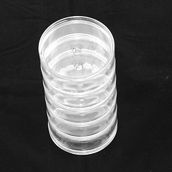 Clear Plastic Bead Containers, Round, 5 Vials, Clear, 7x13.3cm, Capacity: 15ml(0.5 fl. oz), 5 vials/set