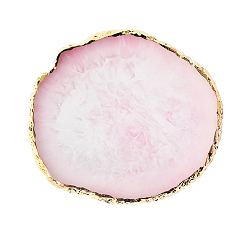 Pink Resin Wax Seal Mats, for Wax Seal Stamp, Oval with Marble Pattern, Pink, 95~100x85~90x7.5mm