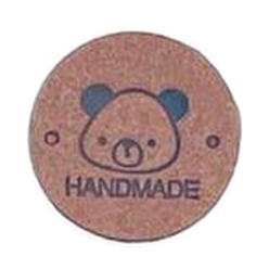 Salmon Foncé Étiquettes d'étiquettes en cuir microfibre, étiquette en relief à la main, avec des trous, pour les jeans de bricolage, , , accessoires de chapeau, plat rond avec l'ours, 25mm