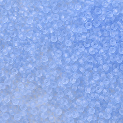 Bleu Bleuet 12/0 grader des perles de rocaille en verre rondes, style givré transparent, bleuet, 2x1.5mm, Trou: 0.8mm, 30000 pcs /sachet 