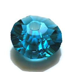 Озёрно--синий Имитация Австрийские кристаллические шарики, класс AAA, граненые, плоско-круглые, Плут синий, 6x3.5 мм, отверстие : 0.7~0.9 мм
