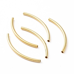 Real 18K Gold Plated 925 Sterling Silver Tube Beads, Curved Tube, Real 18K Gold Plated, 35x2mm, Hole: 1.4mm, about 23pcs/10g