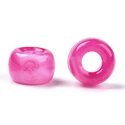 Camellia Acrylic Beads, Two Tone, Barrel, Camellia, 9x6mm, Hole: 3.7mm, about 1700pcs/500g