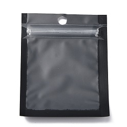 Negro Bolsa de plástico con cierre de cremallera, bolsas de almacenamiento, bolsa autoadhesiva, sello superior, con ventana y orificio para colgar, Rectángulo, negro, 8x6x0.2 cm, espesor unilateral: 3.1 mil(0.08mm)