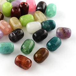 Couleur Mélangete Colonne perles acryliques imitation de pierres précieuses, couleur mixte, 20x15mm, trou: 3 mm, environ 150 pcs / 500 g