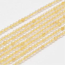 Rutilated Quartz Natural Gold Rutilated Quartz Bead Strands, Faceted, Round, 2.5x2mm, Hole: 0.5mm, about 150~160pcs/strand, 12.9~13.3 inch(330~340mm)