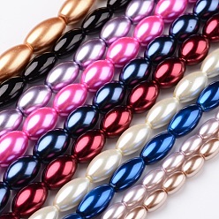Color mezclado Hebras de perlas de vidrio de grado a, arroz, color mezclado, 10~19x6~10 mm, agujero: 1 mm, sobre 21~40 unidades / cadena, 15.7 pulgada ~ 16.1 pulgada