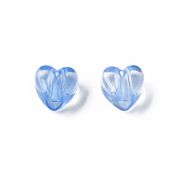 Aciano Azul Abalorios de acrílico transparentes, corazón, azul aciano, 8x8.5x5.5 mm, agujero: 2.5 mm, Sobre 2030 unidades / 500 g