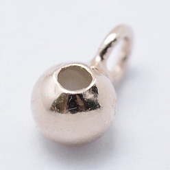 Or Rose 925 bélières en argent sterling, cautions en boucle, avec du caoutchouc, rondelle, Perles renflouer , perles de bouchage, or rose, 6x3x2.5mm, Trou: 1.5mm, diamètre intérieur: 0.5 mm