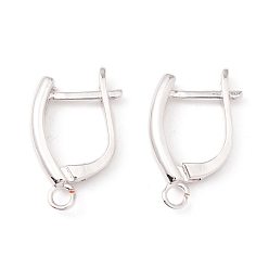 Platinum Brass Hoop Earring Findings with Latch Back Closure, with Horizontal Loops, Cadmium Free & Lead Free, Long-Lasting Plated, Platinum, 20x13x3mm, Hole: 2mm, Pin: 1mm