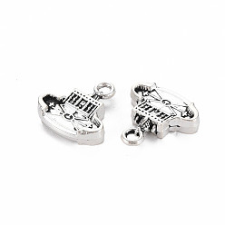 Antique Silver Tibetan Style Alloy Charms, Cadmium Free & Lead Free, Church, Antique Silver, 15x14x3.5mm, Hole: 1.5mm, about 680pcs/1000g