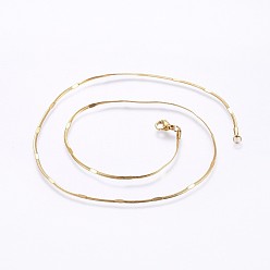 Oro 304 cadena de serpiente plana de acero inoxidable collares, con cierre de langosta, dorado, 17.7 pulgada (45 cm), 1.7x0.5 mm