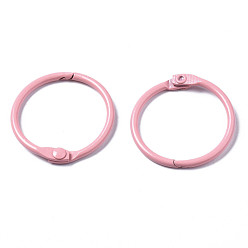 Pink Porte-clés fendus en fer peint à la bombe, anneau, rose, 30x4mm