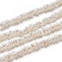 Antique White Natural Cultured Freshwater Pearl Beads Strands, Rondelle, Antique White, 3~4.5x1.5~2mm, Hole: 0.5mm, about 66~69pcs/strand, 7.17 inch(18.2cm)