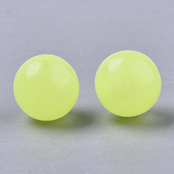 Yellow Luminous Acrylic Beads, Glow in the Dark, Round, Yellow, 6mm, Hole: 1.6mm, about 4600pcs/500g