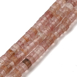 Strawberry Quartz Natural Strawberry Quartz Beads Strands, Heishi Beads, Flat Round/Disc, 4~4.5x2.5mm, Hole: 0.7mm, about 167pcs/strand, 15.43 inch(39.2cm)
